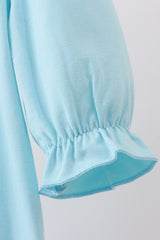 Blue cookie milk santa applique bow bubble