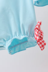 Blue cookie milk santa applique bow bubble