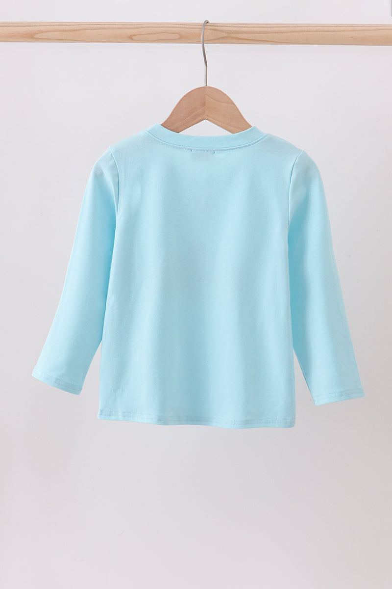 Blue cookie milk santa applique boy top