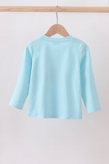 Blue cookie milk santa applique boy top