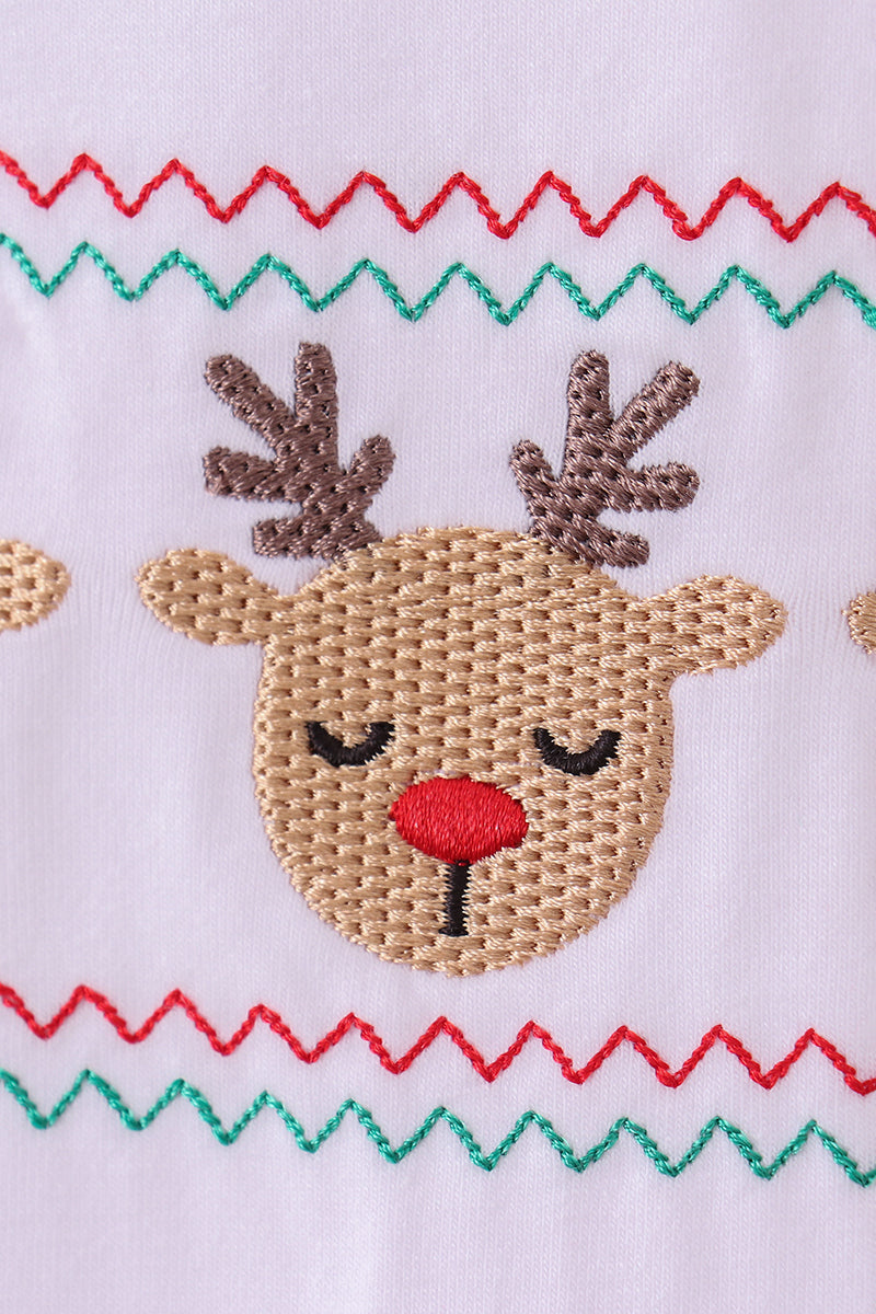 White deer embroidery bow bubble