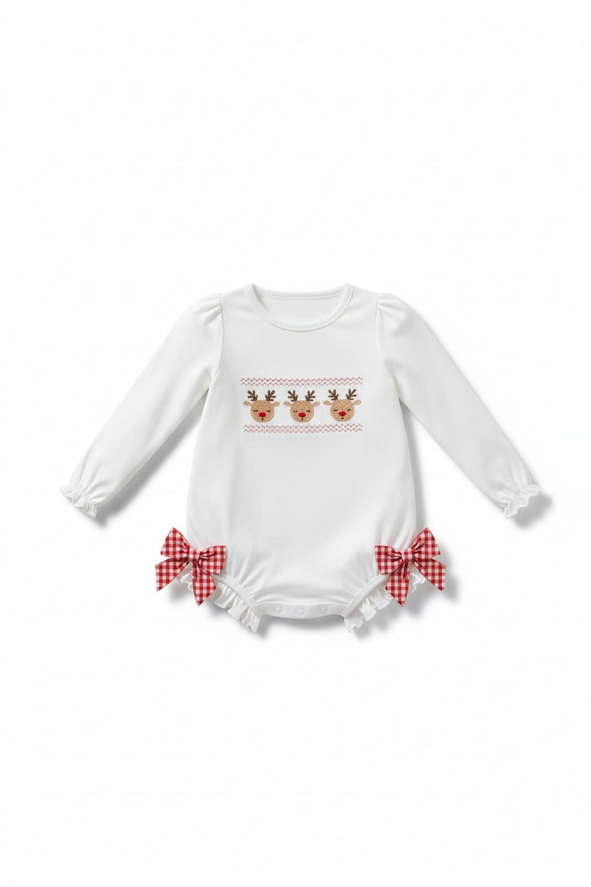 White deer embroidery bow bubble