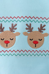 Blue deer embroidery bubble