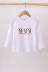 White deer embroidery top