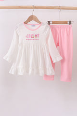 Bake me a cake as fast as you can embroidery ruffle pants set