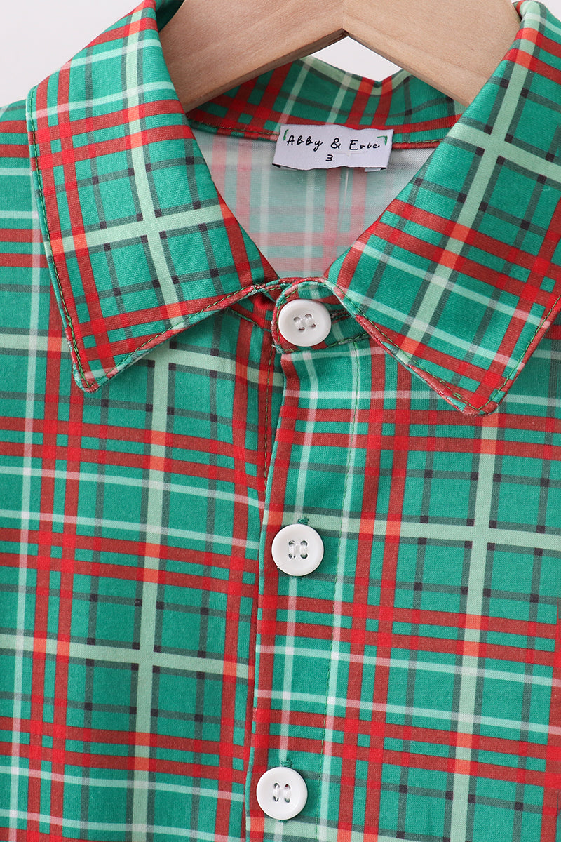 Forest plaid button down shirt