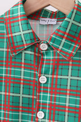 Forest plaid button down shirt
