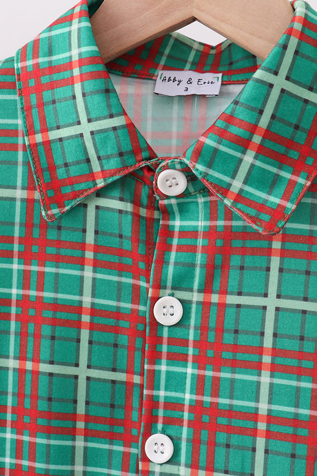 Forest plaid button down shirt