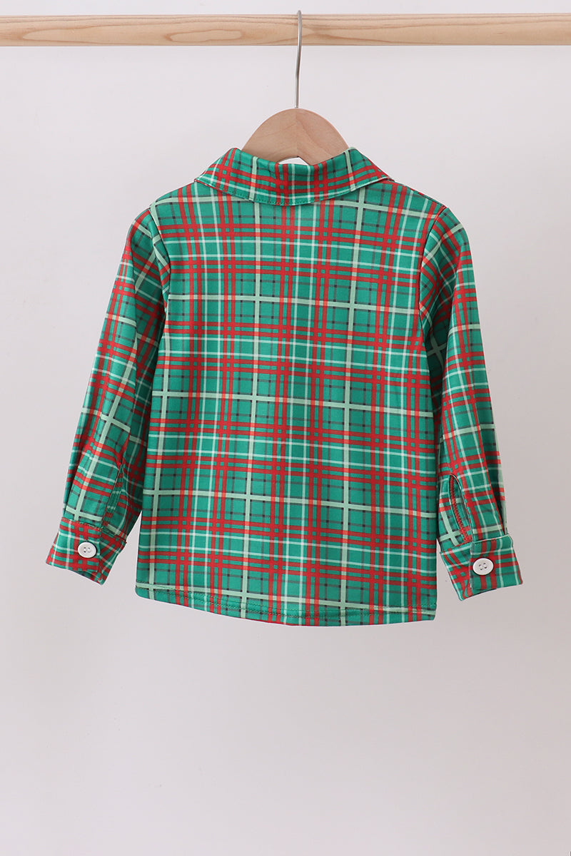 Forest plaid button down shirt