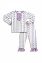 Lavender floral ruffle bamboo pajams pants set