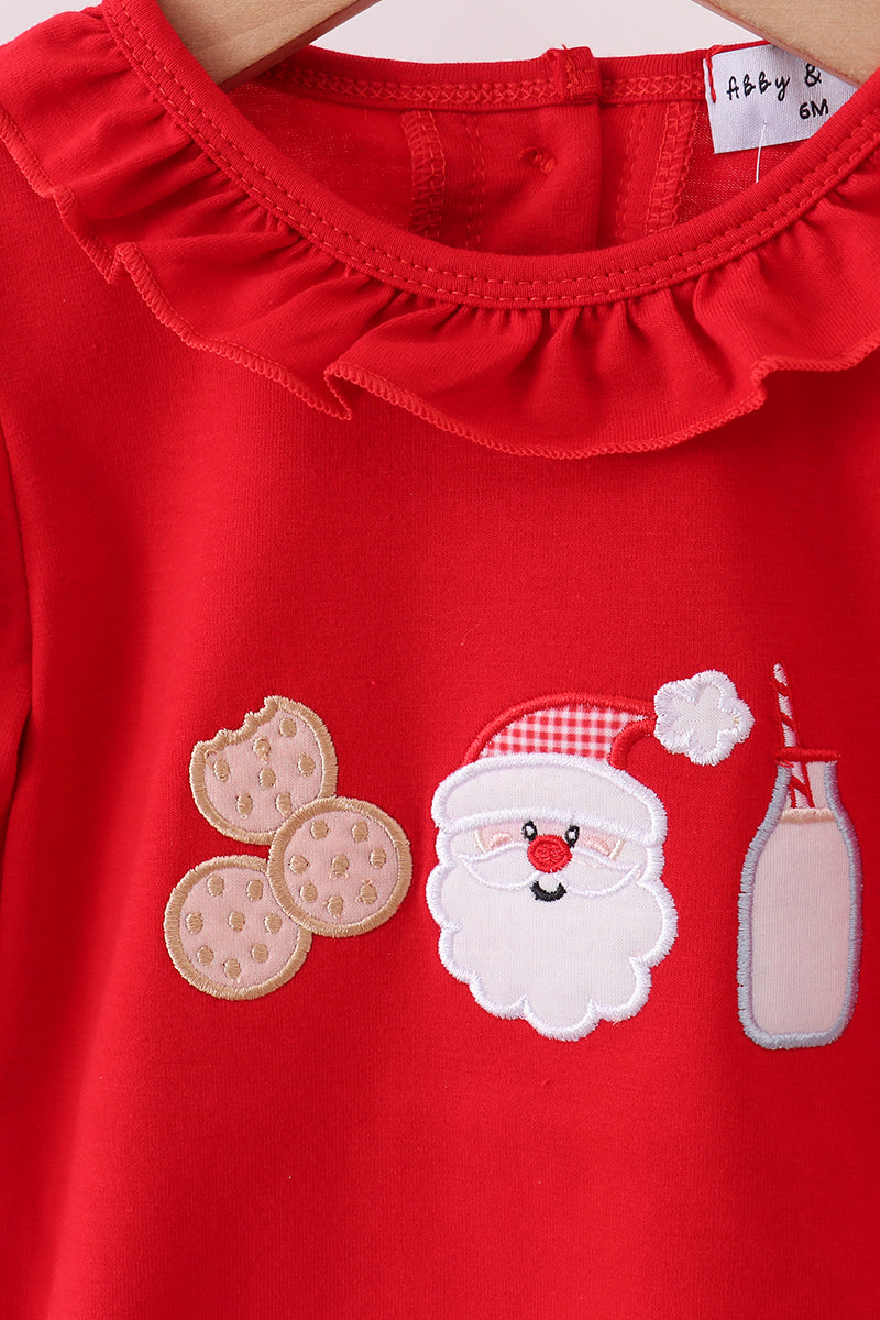 Red santa claus biscuit milk applique ruffle bubble