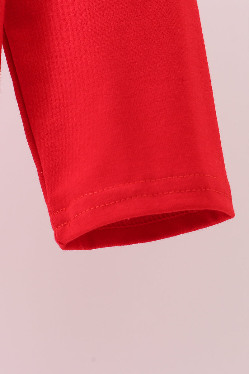 Red santa claus biscuit milk applique top