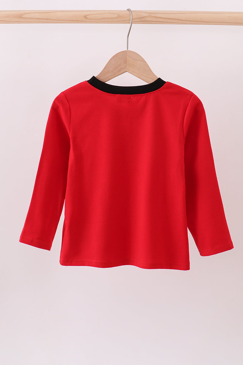 Red santa claus biscuit milk applique top