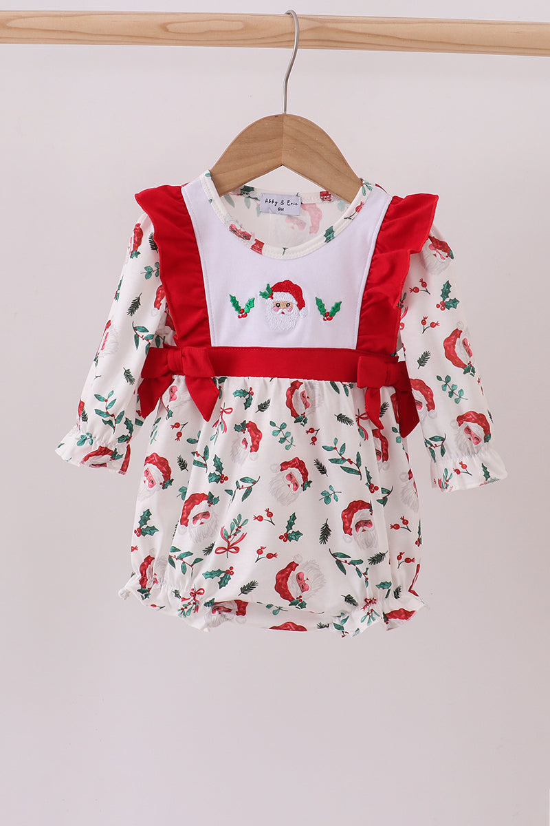 Red santa claus embroidery ruffle bubble