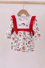 Red santa claus embroidery ruffle bubble