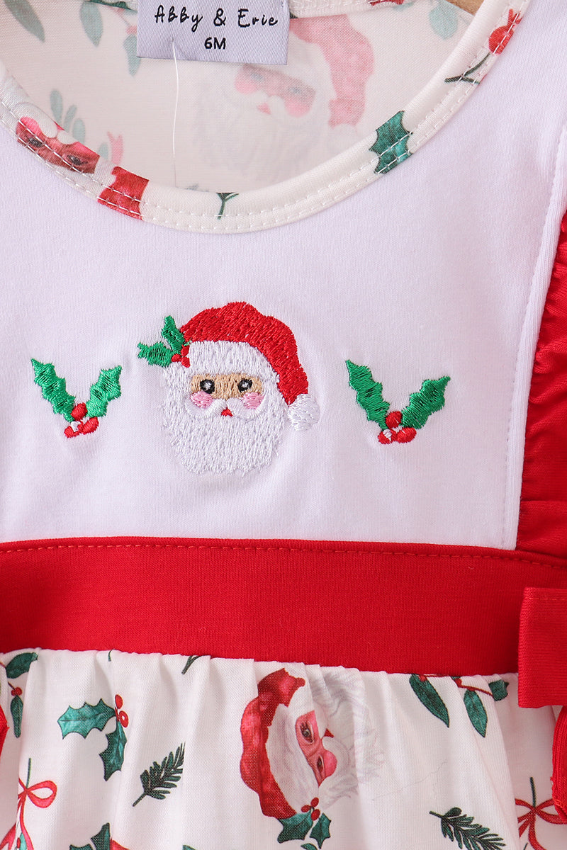 Red santa claus embroidery ruffle bubble