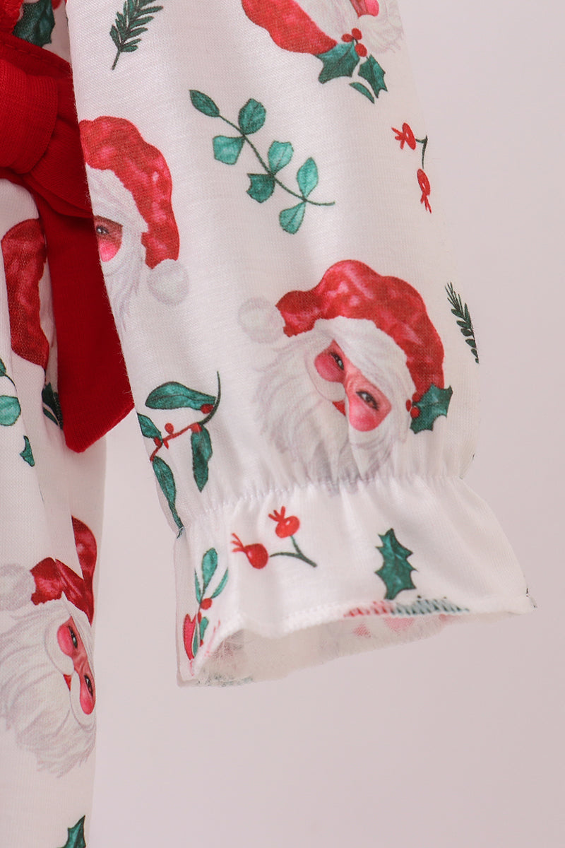 Red santa claus embroidery ruffle bubble
