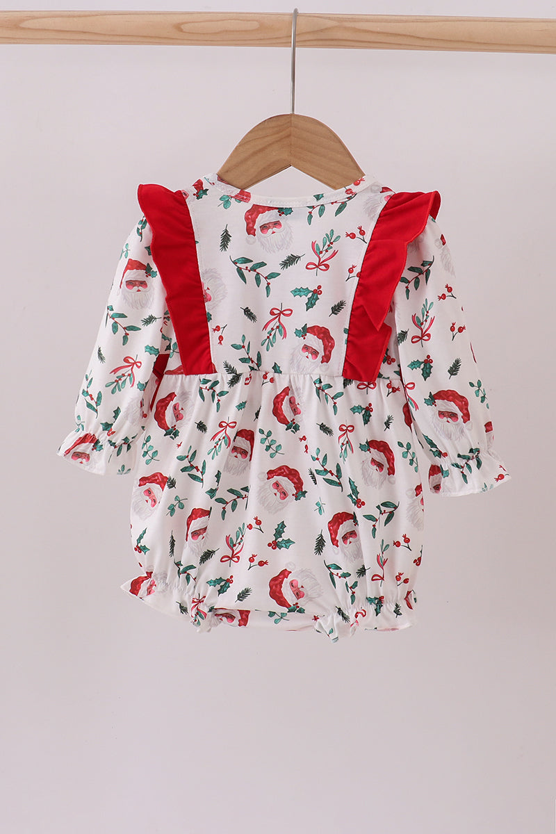 Red santa claus embroidery ruffle bubble