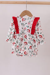 Red santa claus embroidery ruffle bubble