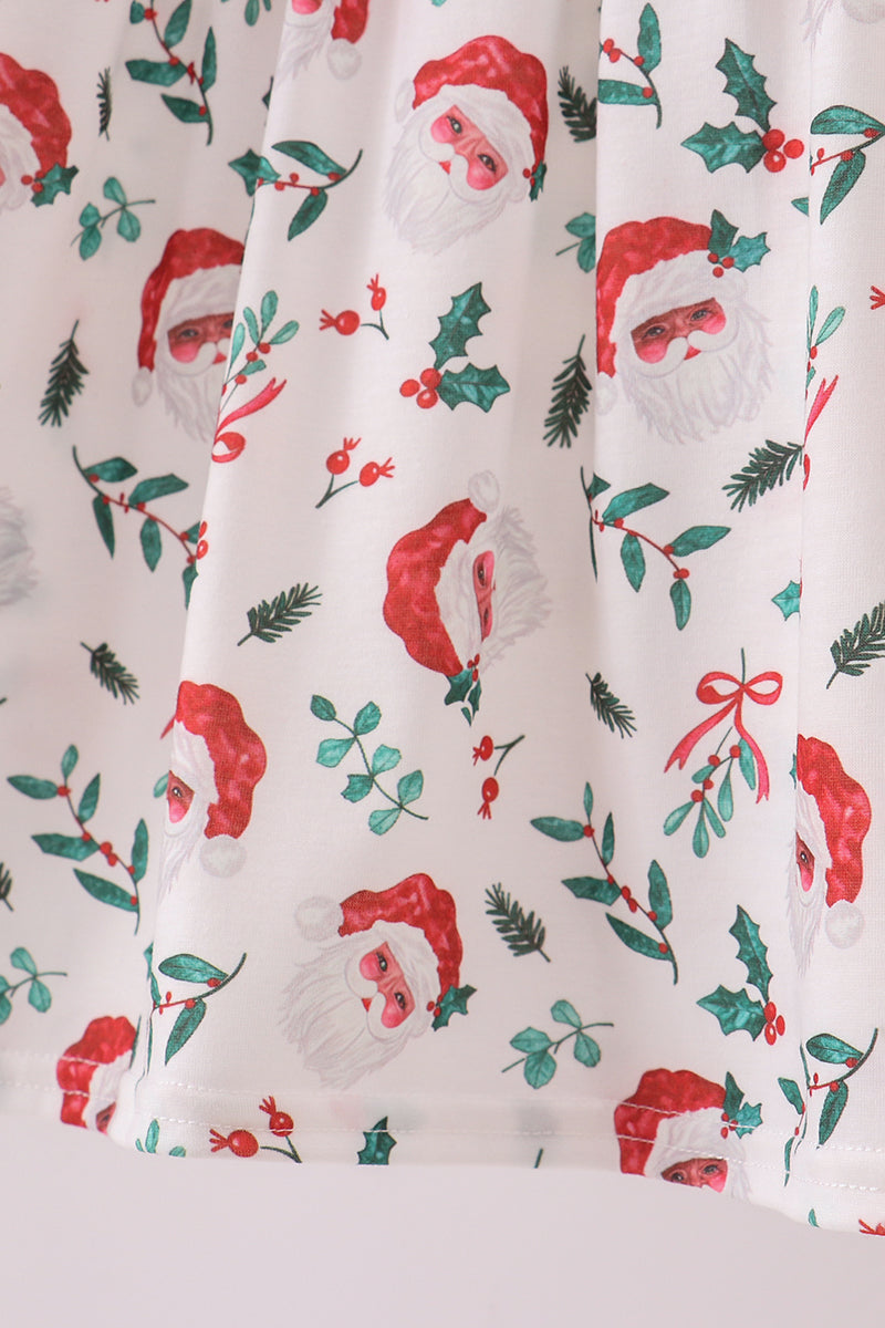 Red santa claus embroidery ruffle dress