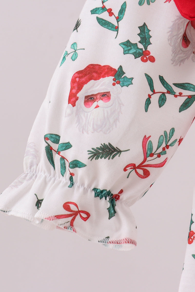 Red santa claus embroidery ruffle dress