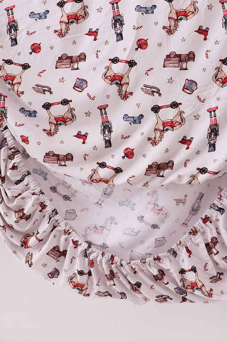 Brown nutcracker bamboo crib sheet