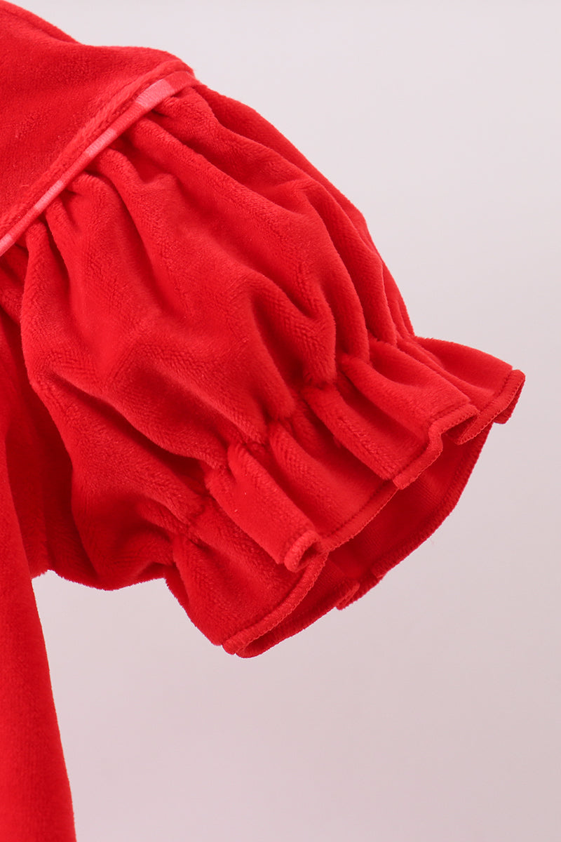 Red bow embroidery velvet bubble