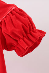 Red bow embroidery velvet bubble