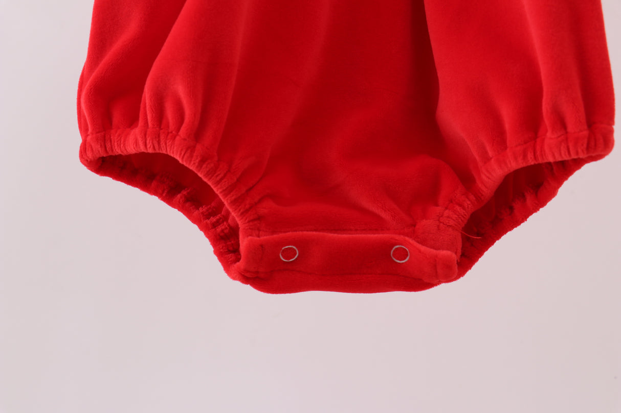 Red bow embroidery velvet bubble