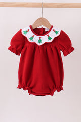 Red christmas tree embroidery fleece bubble