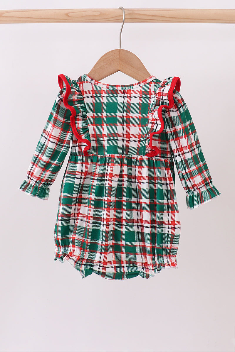 Green plaid ruffle bubble