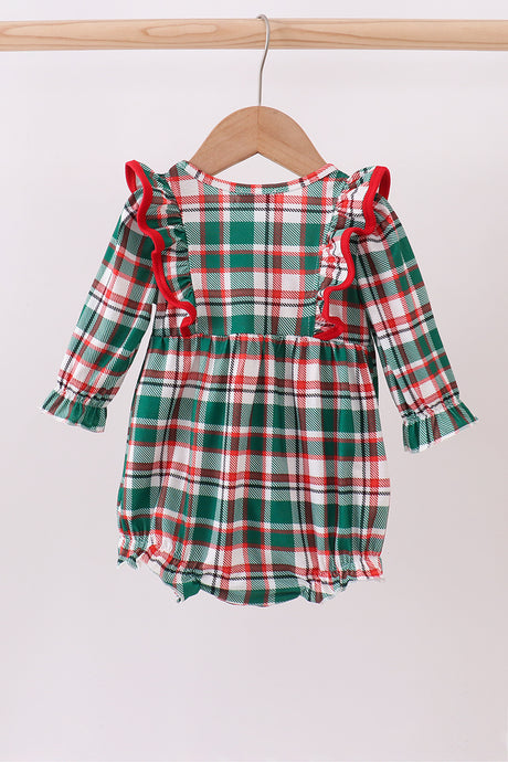 Green plaid ruffle bubble