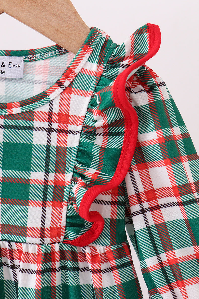 Green plaid ruffle bubble