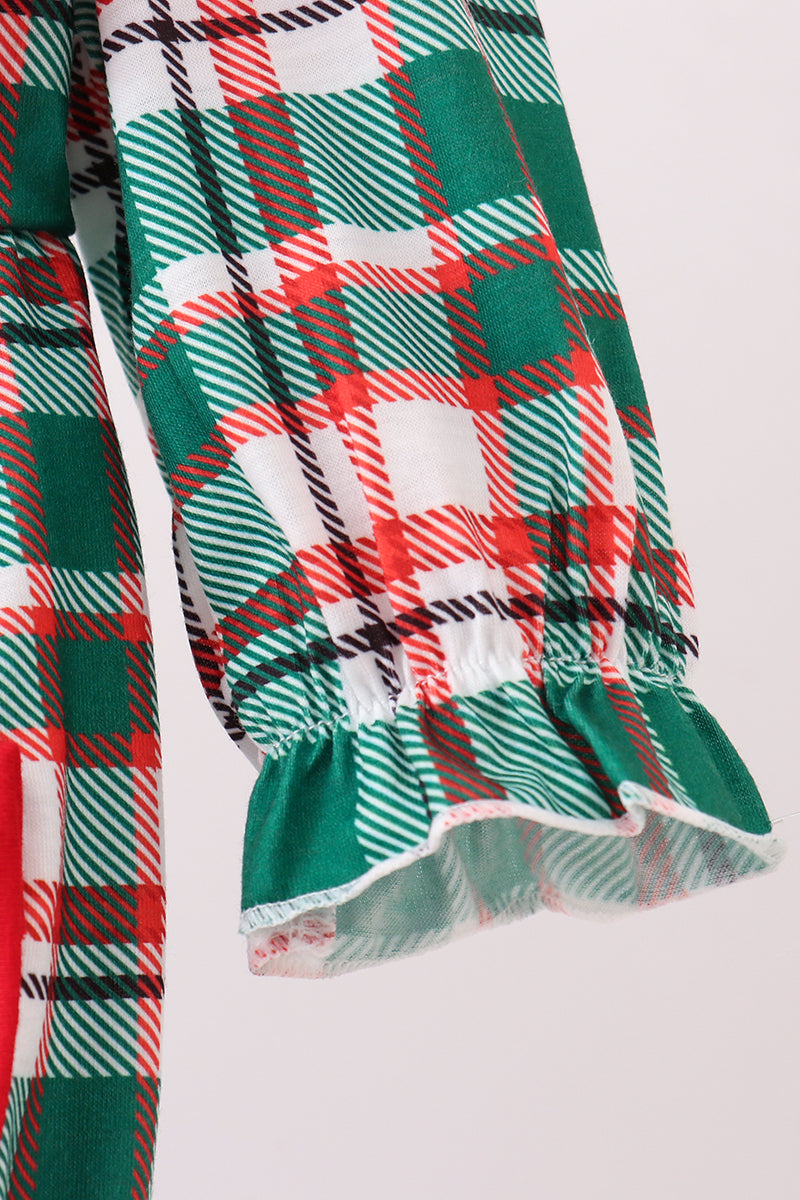 Green plaid ruffle bubble