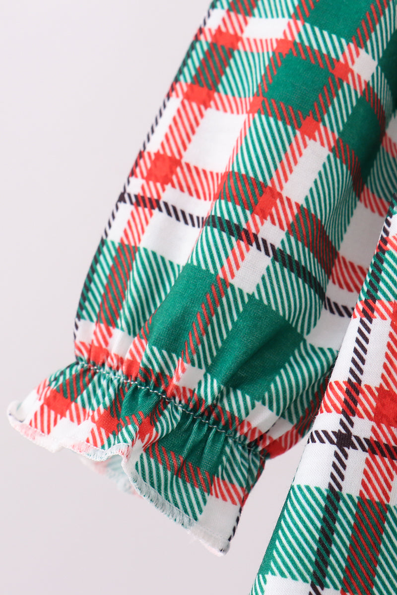 Green plaid ruffle bloomer set