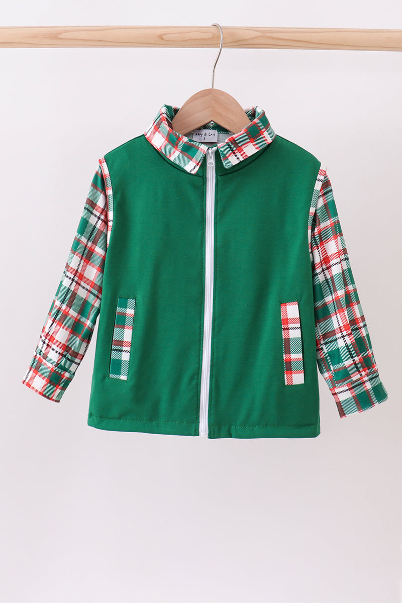 Green plaid 2pc vest set