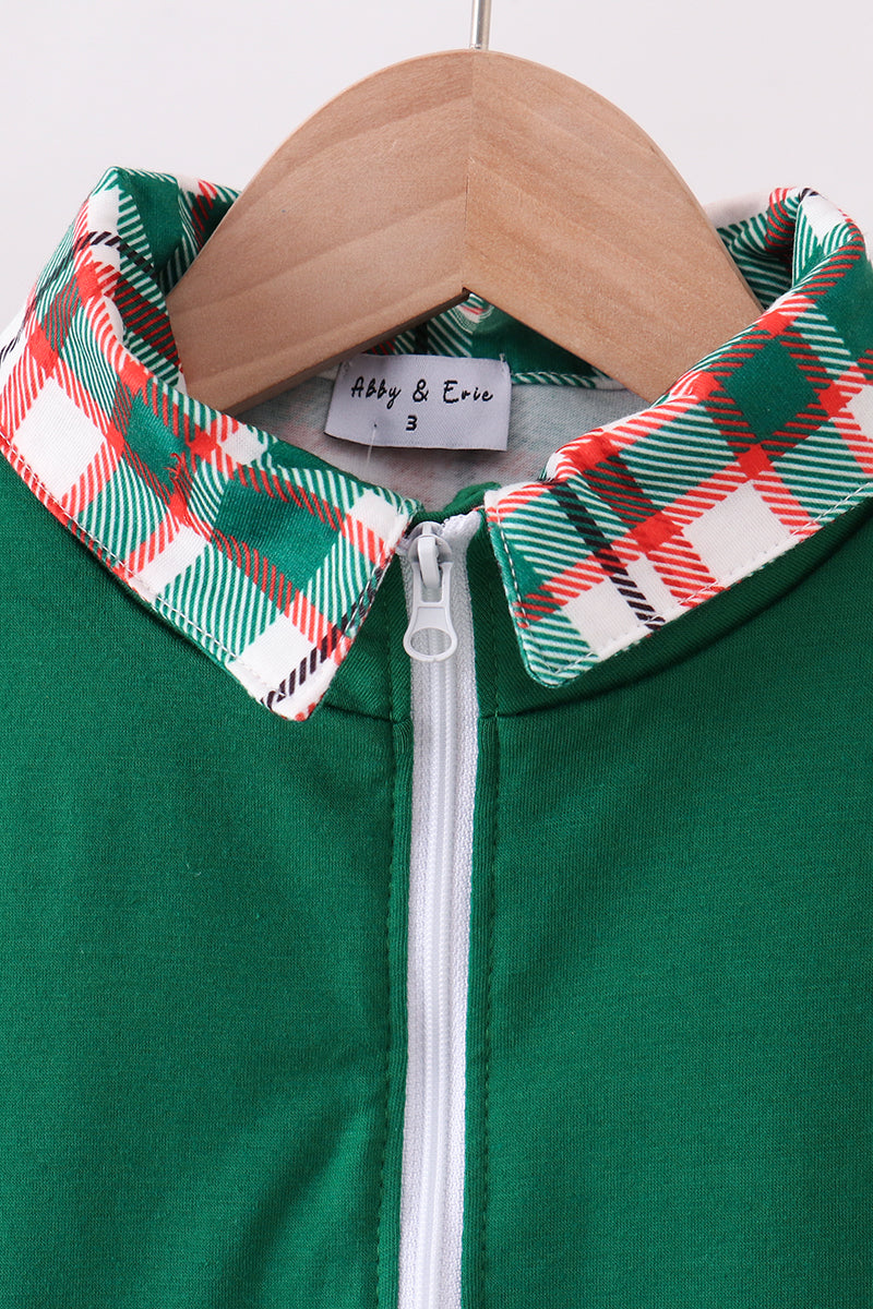 Green plaid 2pc vest set