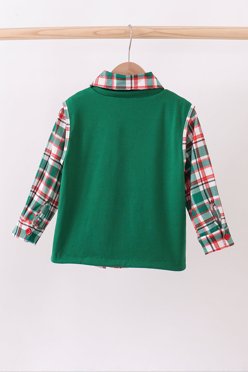 Green plaid 2pc vest set