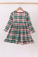 Green plaid ruffle dress
