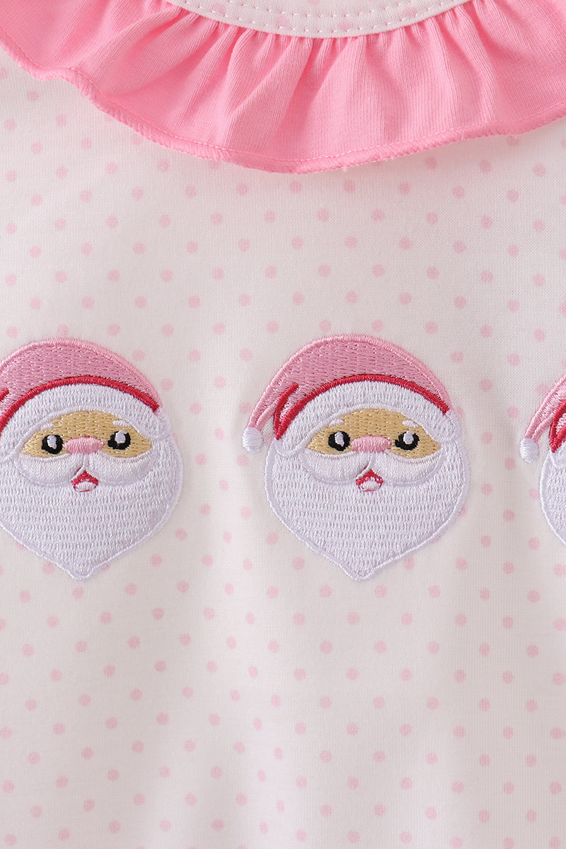 Pink santa claus embroidery ruffle bubble
