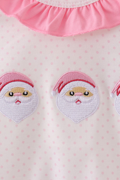 Pink santa claus embroidery ruffle bubble