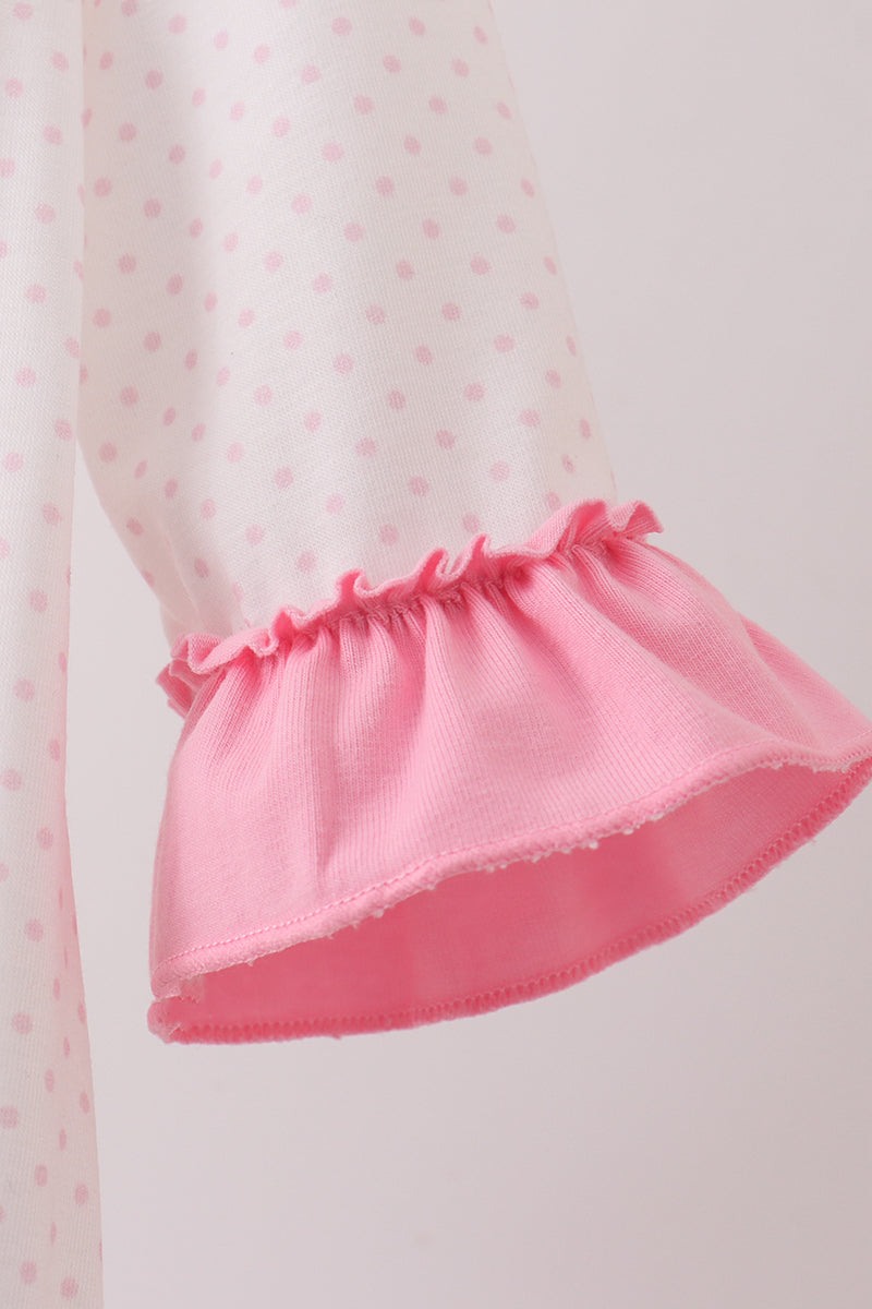 Pink santa claus embroidery ruffle bubble
