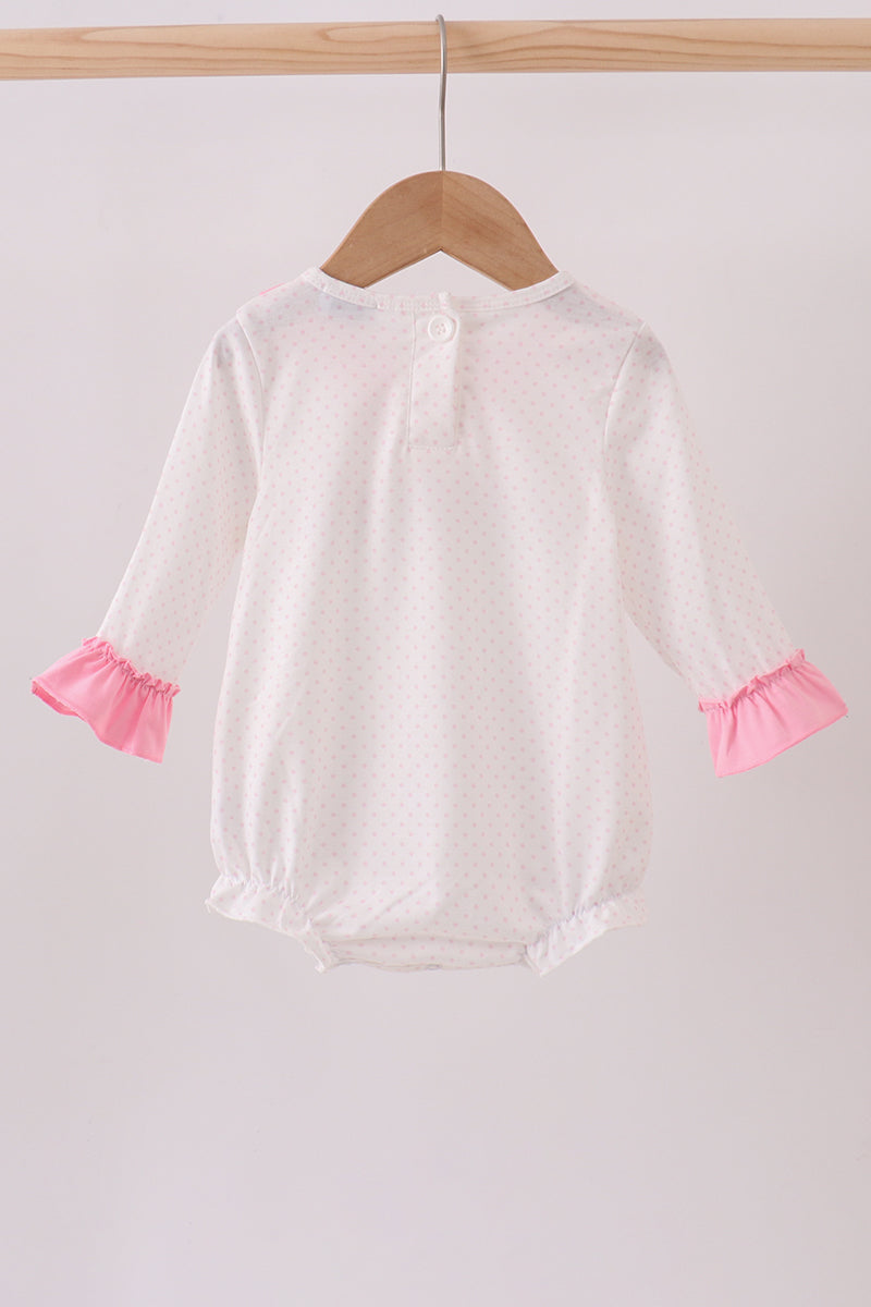 Pink santa claus embroidery ruffle bubble