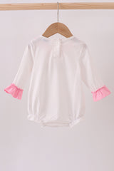 Pink santa claus embroidery ruffle bubble
