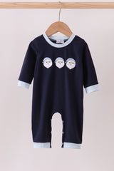 Navy santa claus embroidery romper