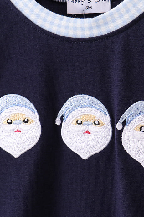 Navy santa claus embroidery romper