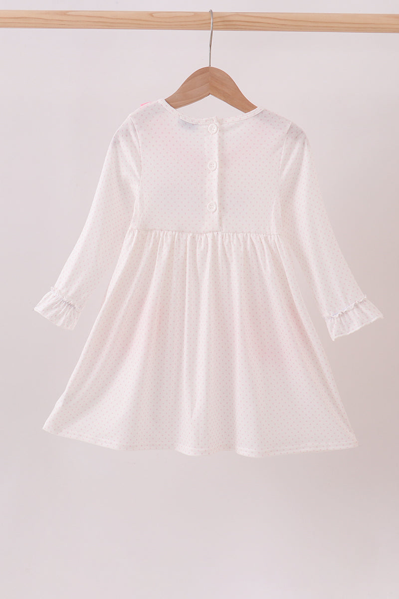 Pink santa claus embroidery ruffle dress