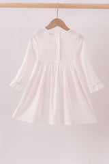 Pink santa claus embroidery ruffle dress