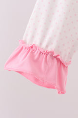Pink santa claus embroidery ruffle pants set