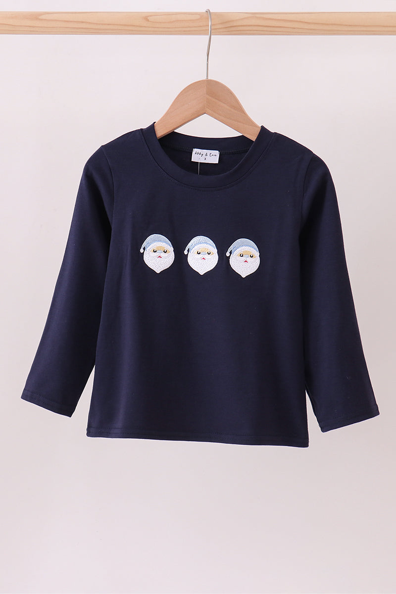 Navy santa claus embroidery top